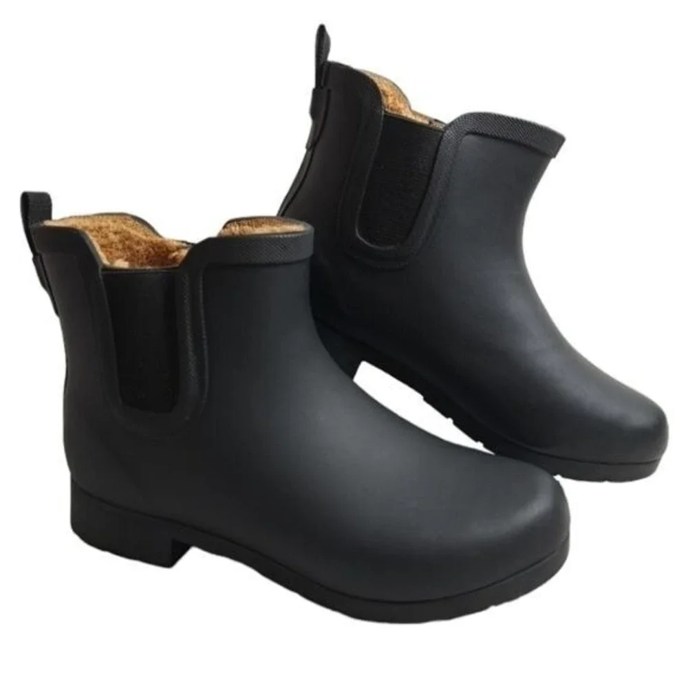 Chooka Women's Waterproof Black Ankle‎ Boots Faux Fur Size 8